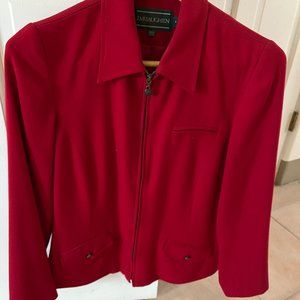 Stylish, bright red, short women's business suit